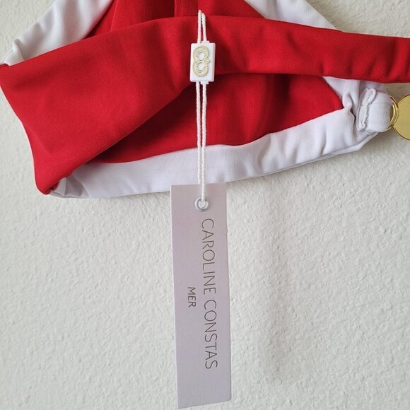 NWT Caroline Constas Masie Red & White Color Block Bikini Top - Picture 11 of 14